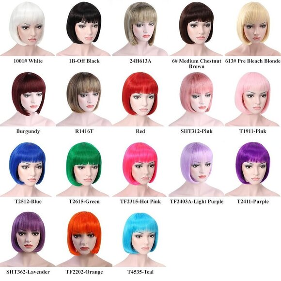 ? Women Purple Short Straight Hair Flapper Quality Cosplay Costume Bob Wig main image 6